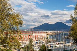 NAPLES View across the marina to Vesuvius by Melanie Viola