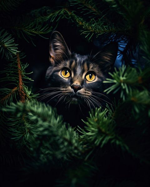 Katze im Baum von fernlichtsicht