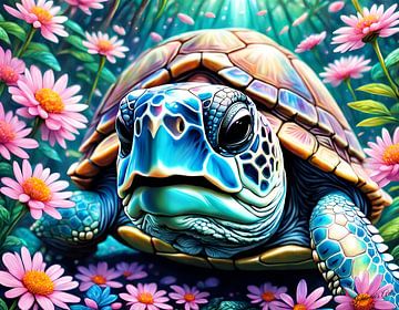 Schattige kleine schildpad -1 van Johanna's Art