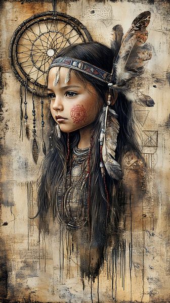 indiaan in Da Vinci stijl van Gelissen Artworks