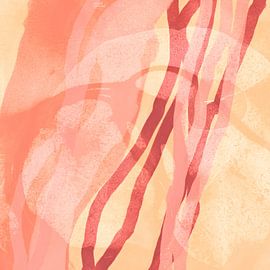 Abstract organic shapes in pastel colors. Pink, red, soft orange. by Dina Dankers