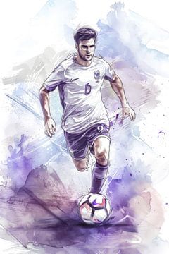 Drawing, watercolour, sports, football by Peter Pen Drawings and Paintings