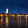 Bemalte Skyline von Deventer bei Nacht von Arjen Roos