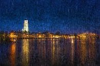 Bemalte Skyline von Deventer bei Nacht von Arjen Roos Miniaturansicht