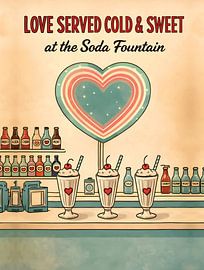 Sweet Love Soda Fountain Retro Jukebox Stil Grafik Porträt von Ramy Salah Hefny