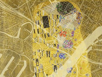 Kaart van Zwijndrecht met de Kus van Gustav Klimt van Map Art Studio