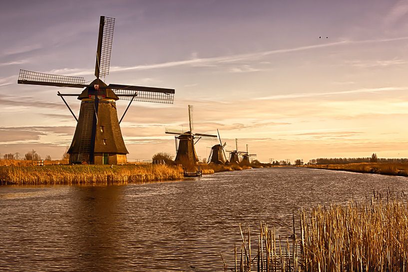 Moulins à vent néerlandais à Kinderdijk par Andy Van Tilborg