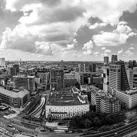 Black-and-white view over central Rotterdam by Martijn