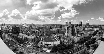 Black-and-white view over central Rotterdam by Martijn