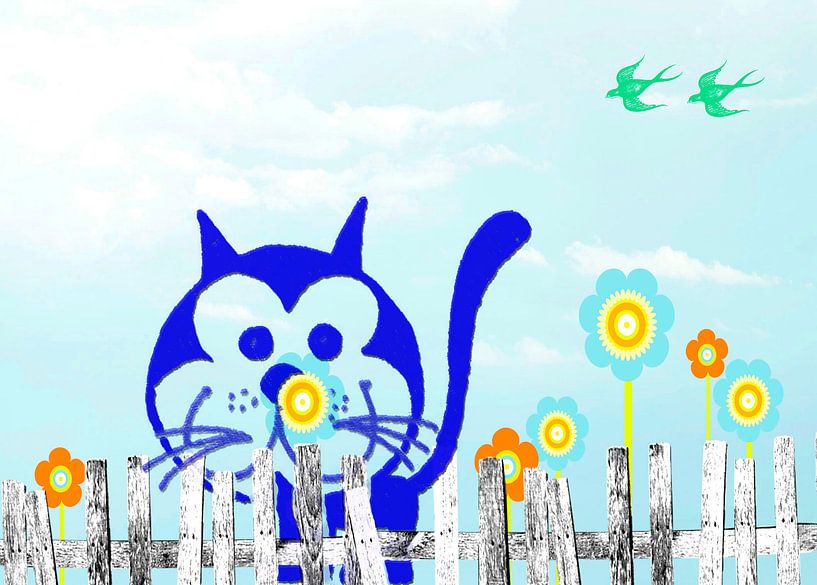 Cat behind the fence von Roswitha Lorz