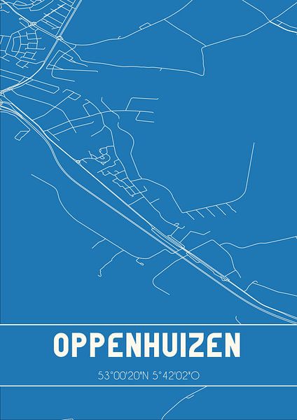 Blaupause | Karte | Oppenhuizen (Fryslan) von Ortsdrucke