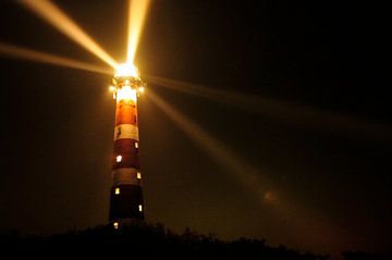 Vuurtoren Bornrif in bedrijf op Ameland