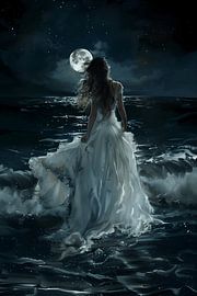 Femme en robe blanche au clair de lune sur NJ Midnight Studio