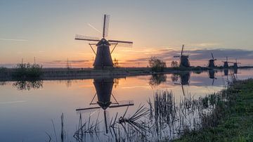 Sunrise behind Kinderdijk