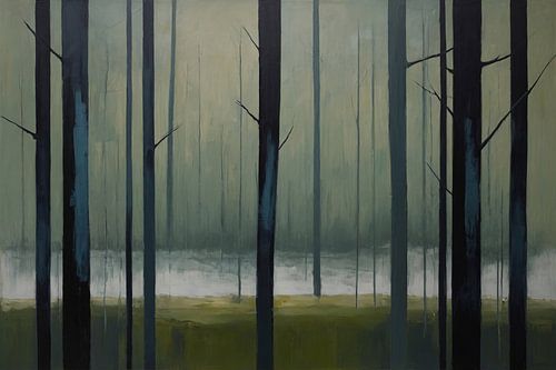 Donker bos schilderij