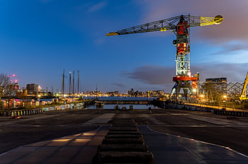 NDSM site Amsterdam by night, slipway