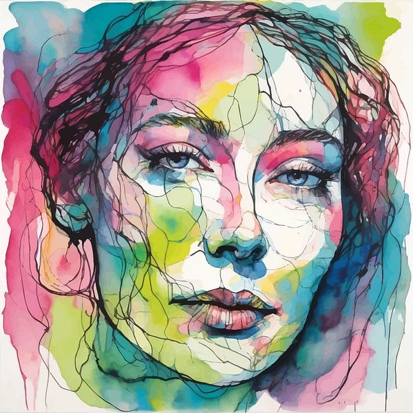 Minimalistisch aquarelschilderij van een vrouw van MIROKKU