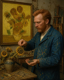 Van Gogh und seine Sonnenblumen von Peter Pen Zeichnungen und Gemälde