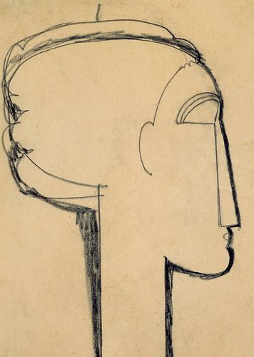 Amedeo Modigliani,Hoofd in profieltekening