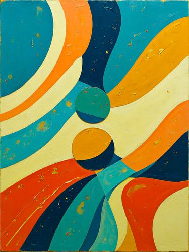 Abstract retro kunstwerk met golvende vormen van STUDIO ARTSY