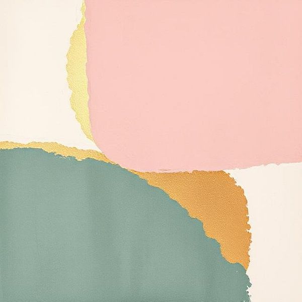 modern abstract in pink green and ochre yellow . by J.a Dijkstra