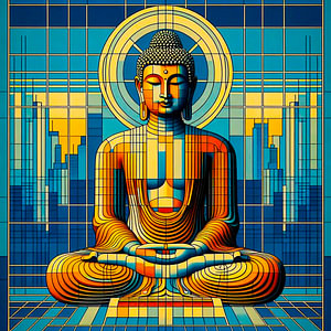 Buddha in der modernen Stadt.