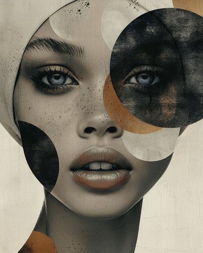 Contemporary art portret in aardetinten