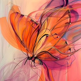 Papillon abstrait et coloré — onirique sur Wilma Mesman