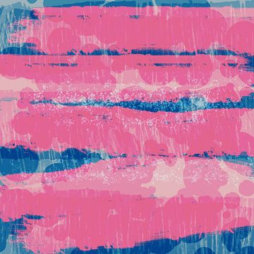 Moderne abstracte kunst in heldere pastelkleuren. Roze en blauwe kleuren van Dina Dankers