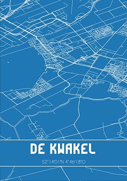 Blauwdruk | Landkaart | De Kwakel (Noord-Holland) van MijnStadsPoster