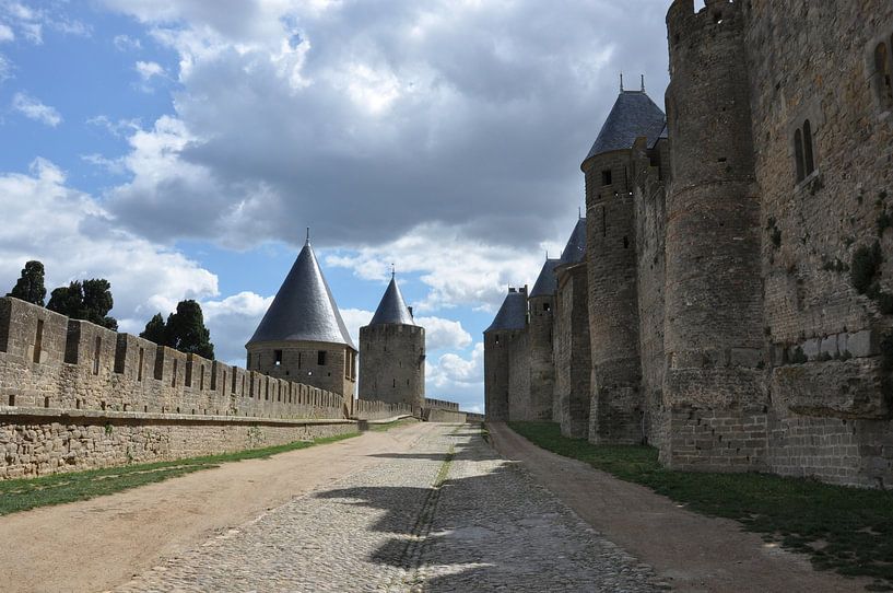 The Imposing Ramparts of Carcassonne by Frank Photos