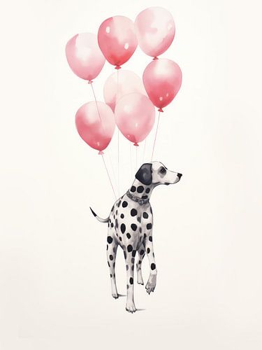 Dalmatien avec des ballons roses