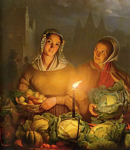Market by candlelight, Petrus van Schendel