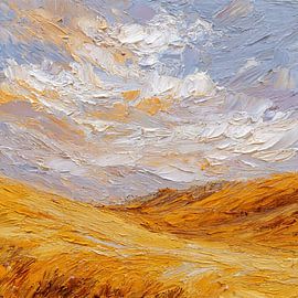 Ölgemälde „Golden Fields“ in Impasto-Technik von Artistic