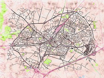 Kaart van Narbonne in de stijl 'Soothing Spring' van Maporia