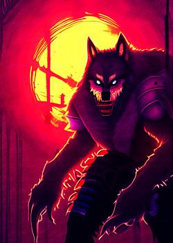 Loup-garou avec armure en métal