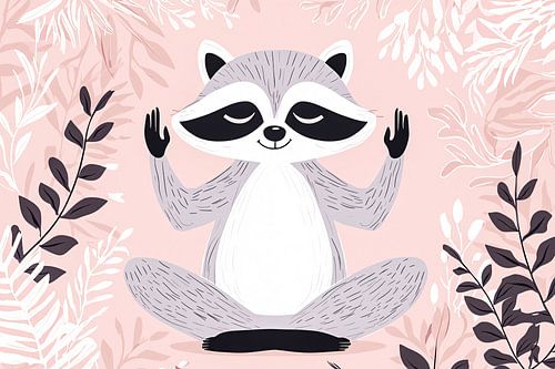 Mediterende Raccoon Wanddecoratie