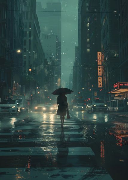 Nuit pluvieuse en ville par Lae