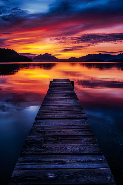 Jetty by a colourful sky by Imperial Art House