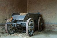 A farmers cart with chicken