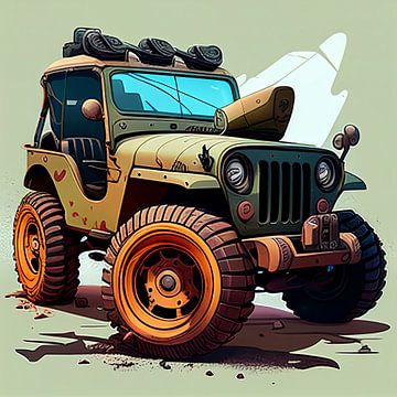 Army car in green by Harvey Hicks