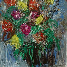 Fleurs représentation abstraite moderne sur Paul Nieuwendijk