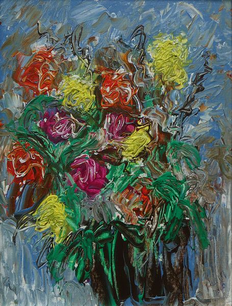 Bloemen impressionistisch weergegeven van Paul Nieuwendijk