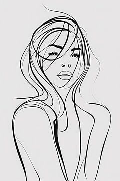 Modern portrait in minimalist line by De Muurdecoratie