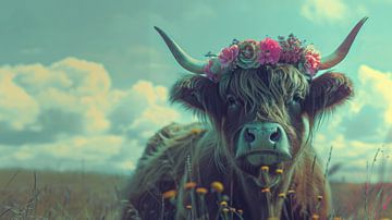 Scottish Highlanders : La vache décorée sur ByNoukk