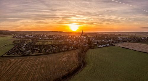 Drone panorama of sunset at Vijlen in southern Limburg