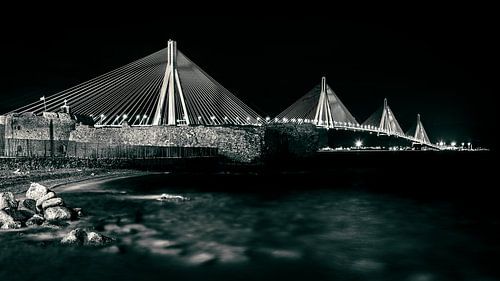 The Rio-Andirrio Bridge at night