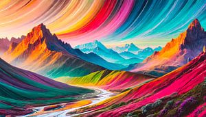 Berg mit Farben und Wolken