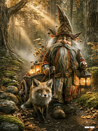 Gnome mit Fuchs im Wald