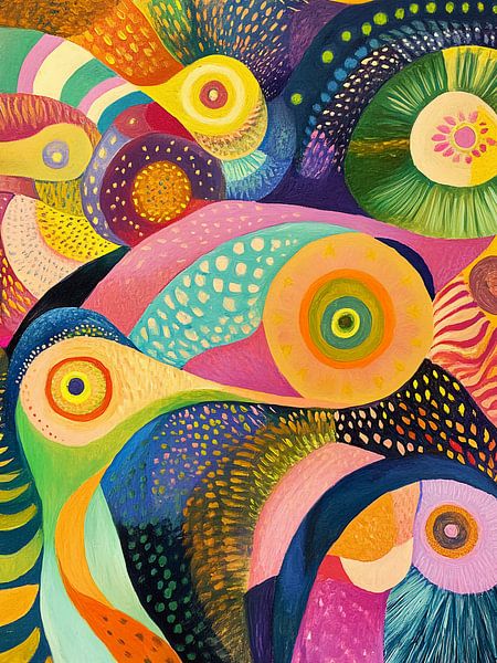 Abstract colorful bird by haroulita